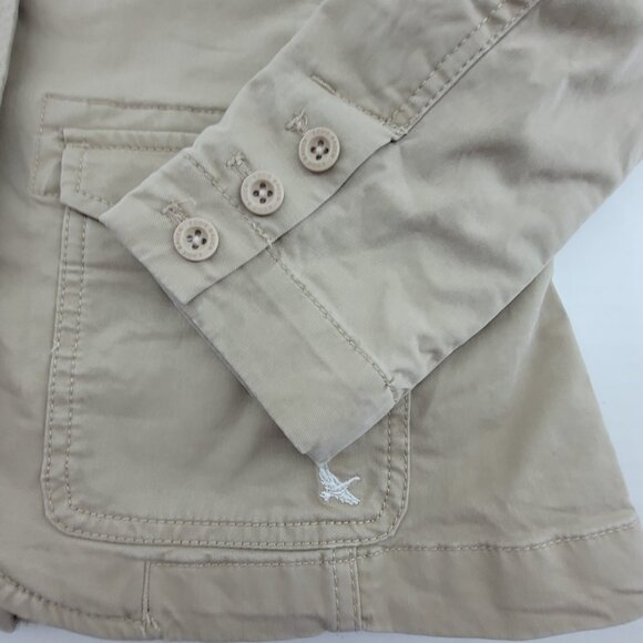 Eddie Bauer Jacket Womens 4 Khaki Legend Wash Blazer Twill Denim Utility Chore - Picture 8 of 13